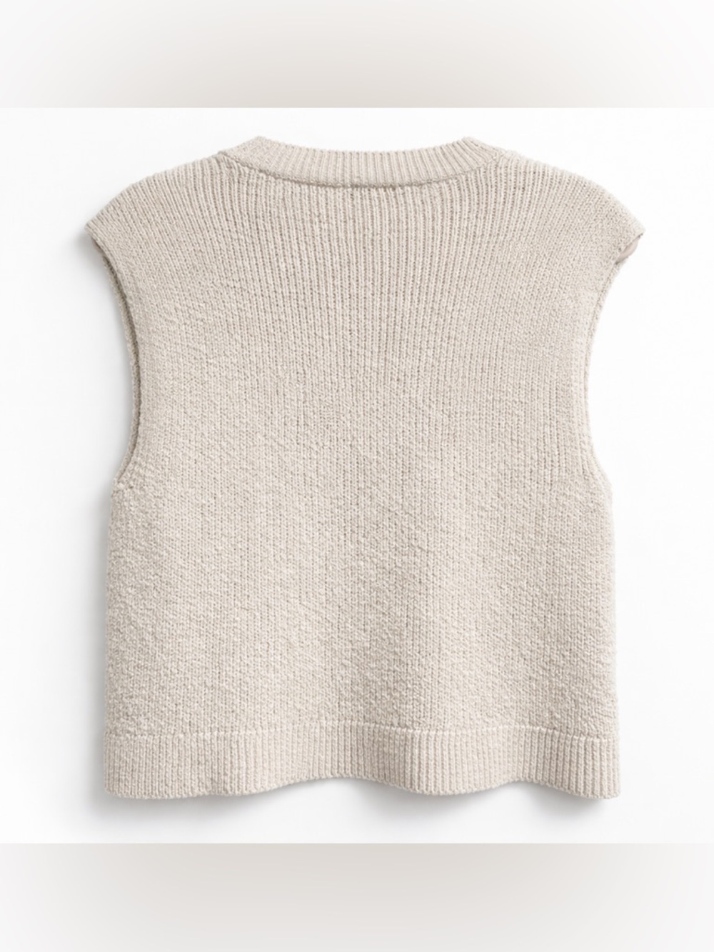 ZARA Cream Open Knit Sweater Vest Boho Crochet Pointelle Sleeveless Top S/M - Picture 3 of 5